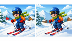 9-Second Visual Challenge Test Sharp Eyes by Finding 3 Differences in the Boy Skiing Scene